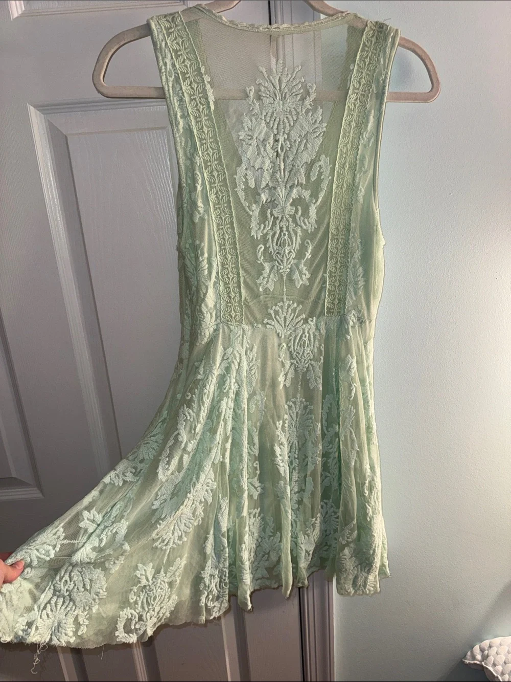 Free People Mint Green Lace Mini Dress